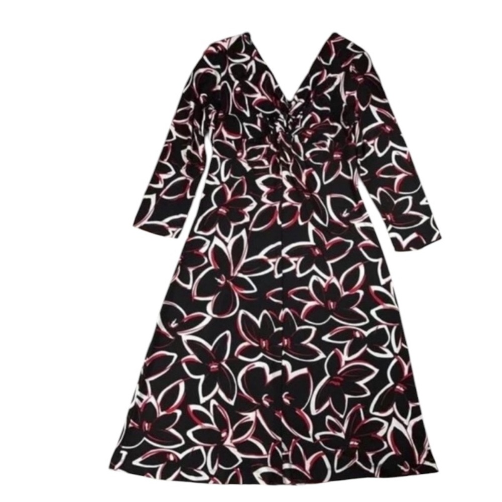 Evan Picone Dress V Neck Floral 6 Fall Office Siren Career Business Casual Party
